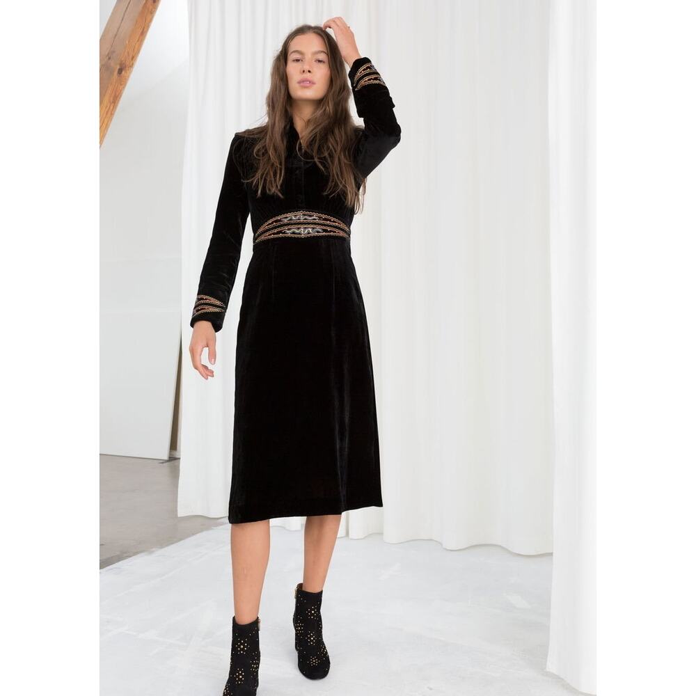 & Other Stories Black Midi Dress